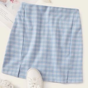 Baby Blue Plaid Skirt